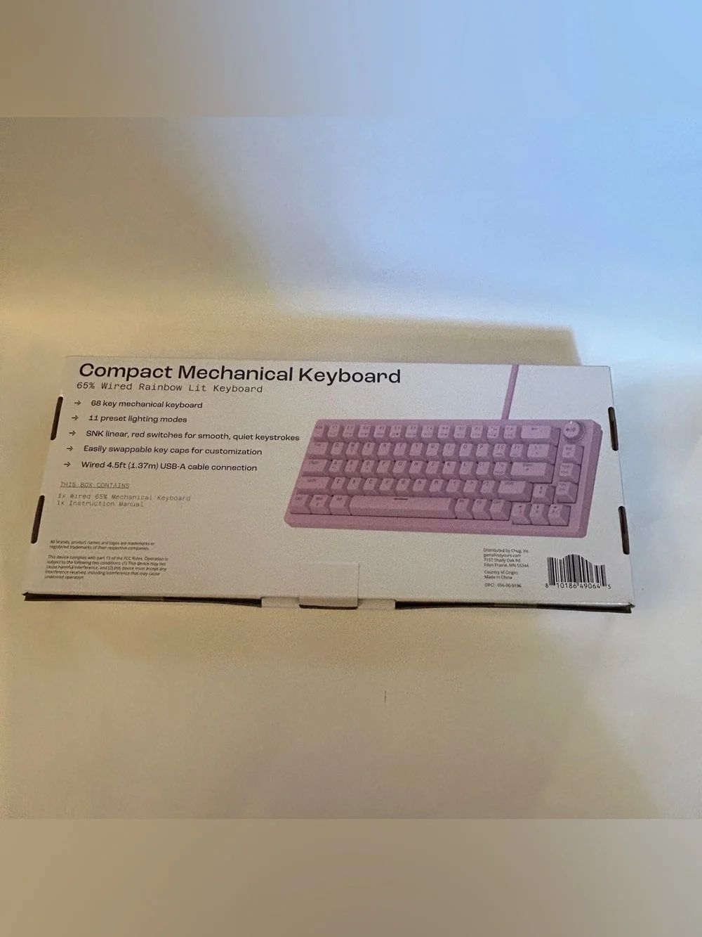 Compact Mechanical Keyboard 65% Wired RGB Rainbow Backlit Gaming Keyboard Purple